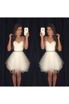 A-Line Ärmelloses Organza Kurzes Brautkleid mit Reißverschluss