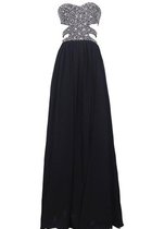 A Linie Perlenbesetztes Natürliche Taile Herz-Ausschnitt Abschlusskleid aus Chiffon