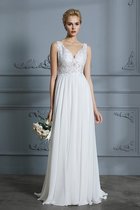 Prinzessin Attraktiv a linie Chiffon Brautkleid mit Bordüre mit V-Ausschnitt