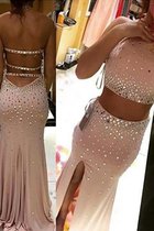 Zweistück Ärmelloses Enganliegendes Nackenband Normale Taille Abendkleid