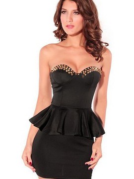 Damen Baumwolle Bodycon Schatz Ausschnitt Elegant Club Kleider