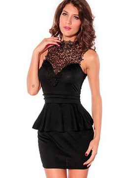 Polyester Bodycon Elegant Damen Elasthan Club Kleider